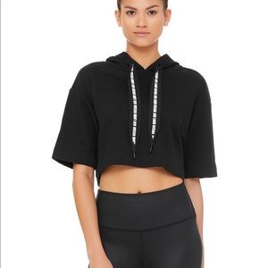 ALO YOGA CROP SHORT SLEEVE HOODIE